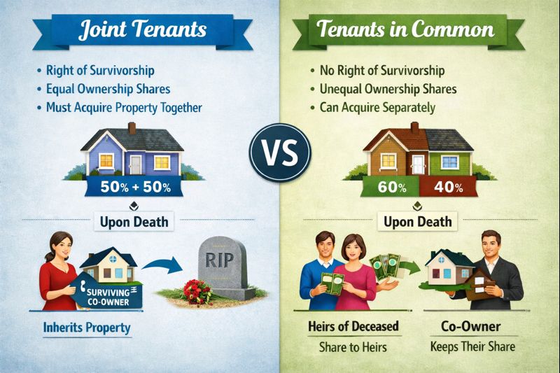 Difference between Tenants in Common and Joint Tenants